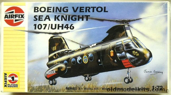 Airfix 1/72 Boeing Vertol Sea Knight 107 UH-46 - Swedish Marine Berga 1988 Or US Navy HC-1 USS Sacramento 1975, 03051 plastic model kit